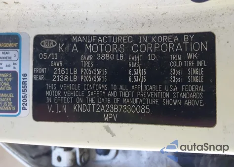 2011 Kia Soul + z USA, uszkodzony, nr VIN KNDJT2A23B7330085